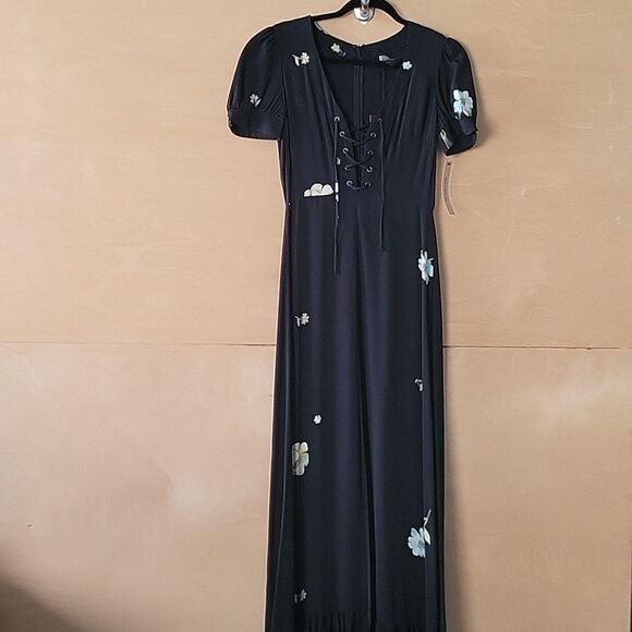 NWT Reformation 2 MilkMaid CottageCore Coquette Feminine BLK Prairie Maxi Dress - Picture 4 of 16